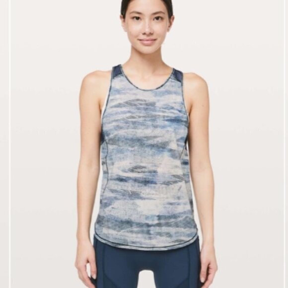 lululemon athletica Tops - Lululemon Sculpt Tank ll Mesh Scape Multi True Navy size 4